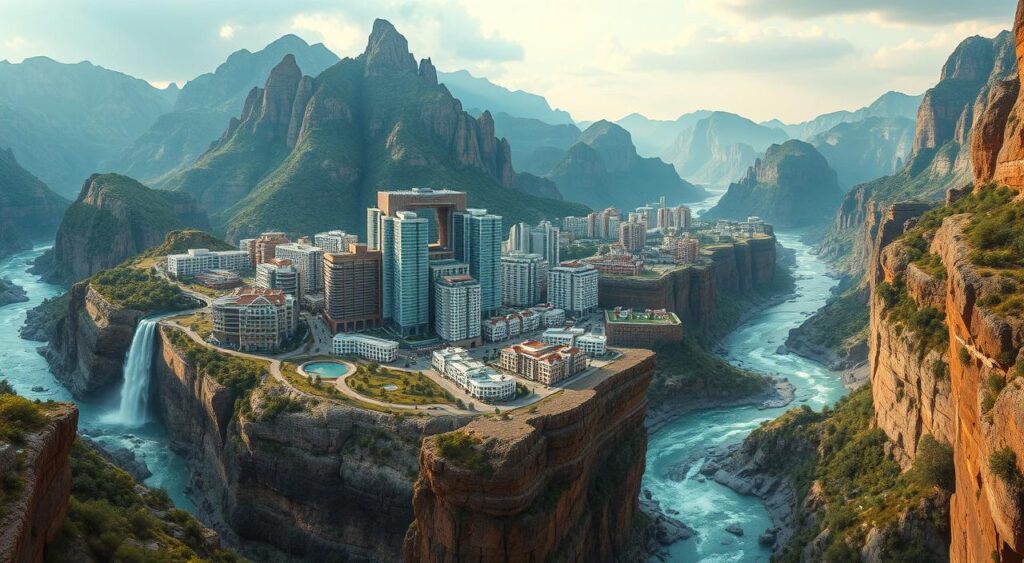 Cidades construídas em harmonia com formações naturais extremas Cidades construídas em harmonia com formações naturais extremas